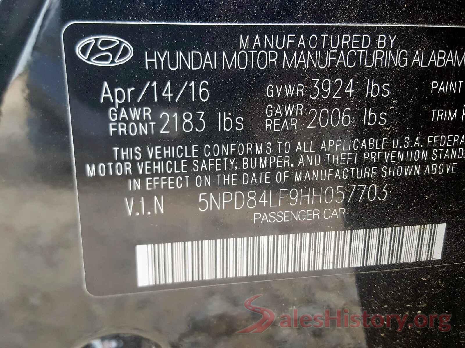 5NPD84LF9HH057703 2017 HYUNDAI ELANTRA