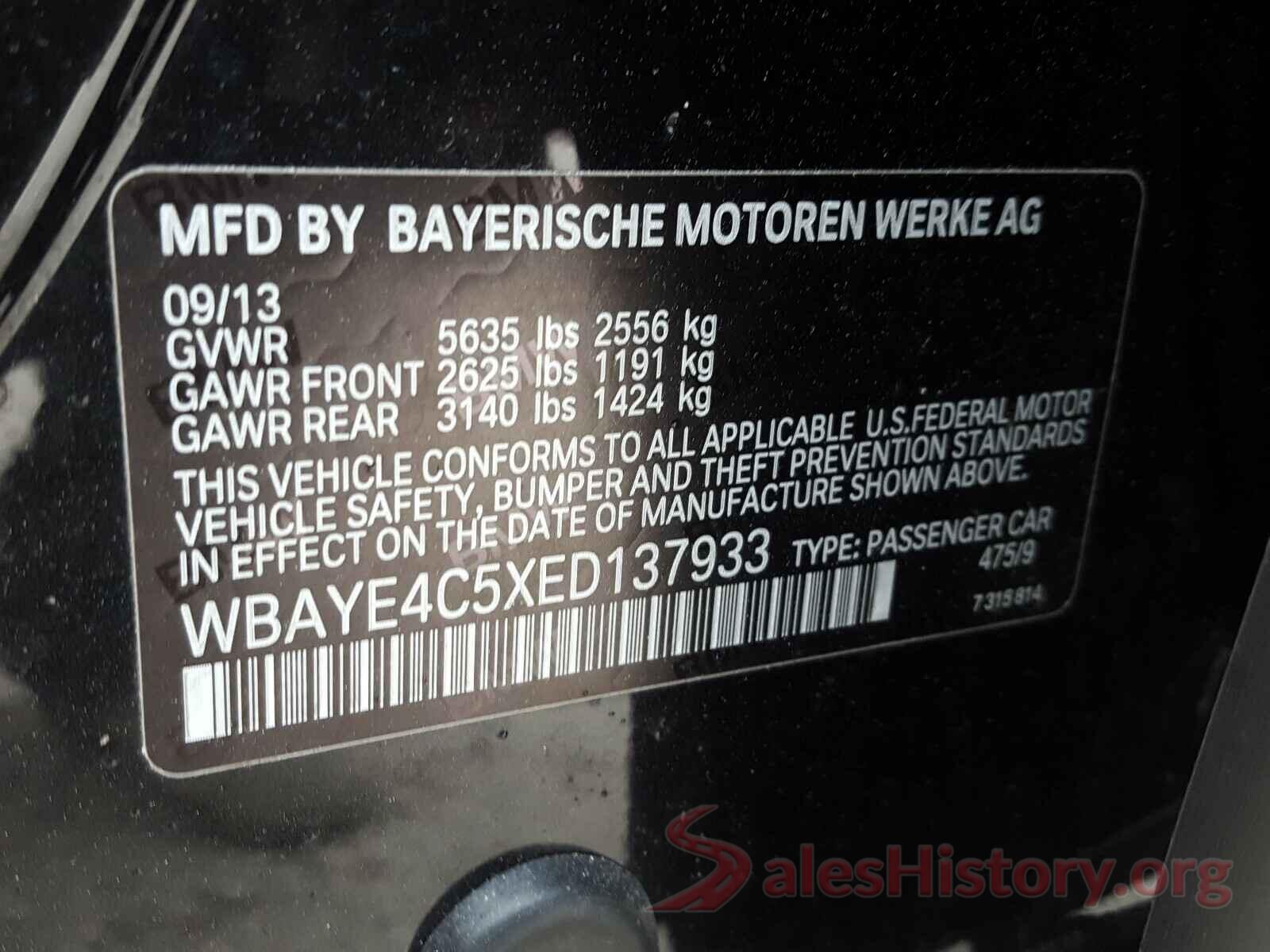 WBAYE4C5XED137933 2014 BMW 7 SERIES