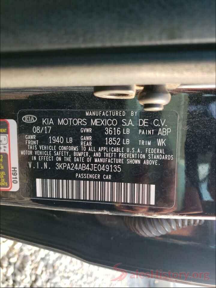 3KPA24AB4JE049135 2018 KIA RIO