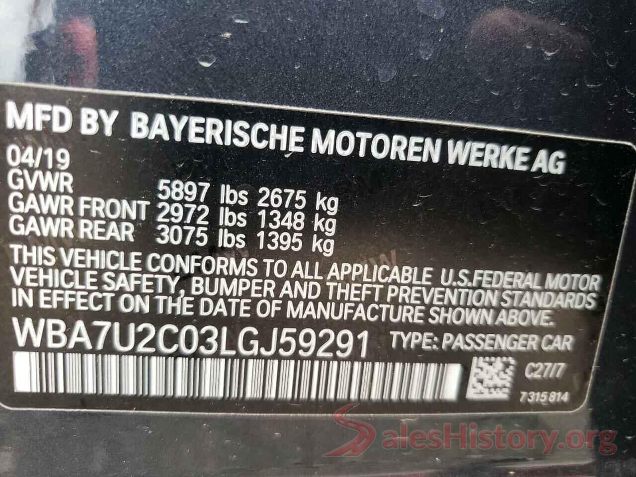 WBA7U2C03LGJ59291 2020 BMW 7 SERIES