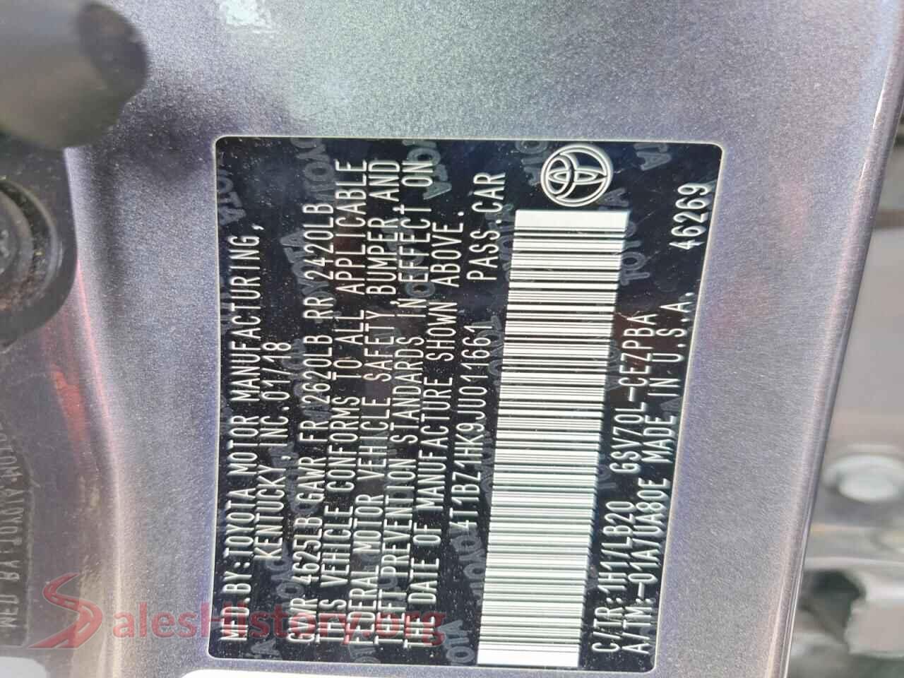 2018 TOYOTA CAMRY VIN 4T1BZ1HK9JU011661, wheel and tire