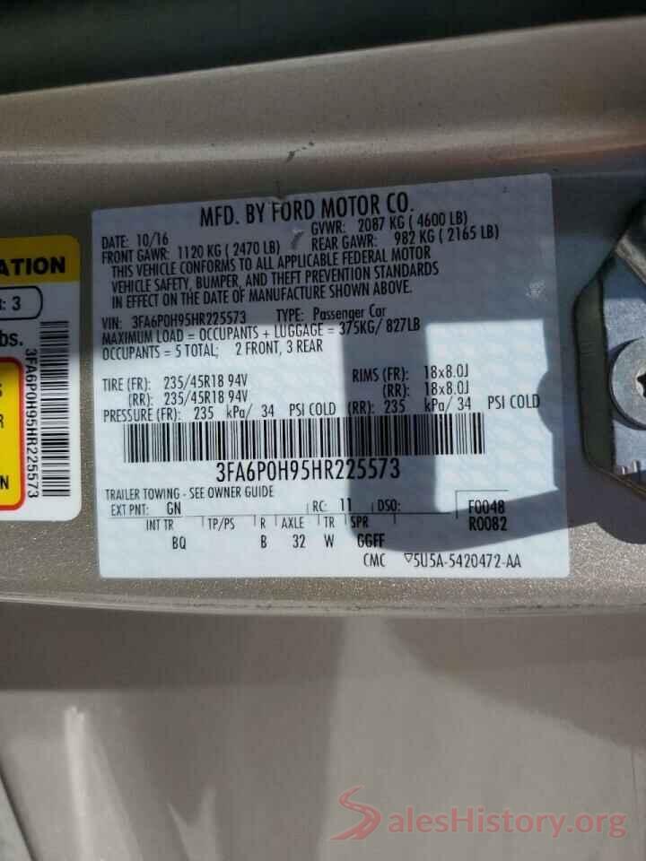 3FA6P0H95HR225573 2017 FORD FUSION