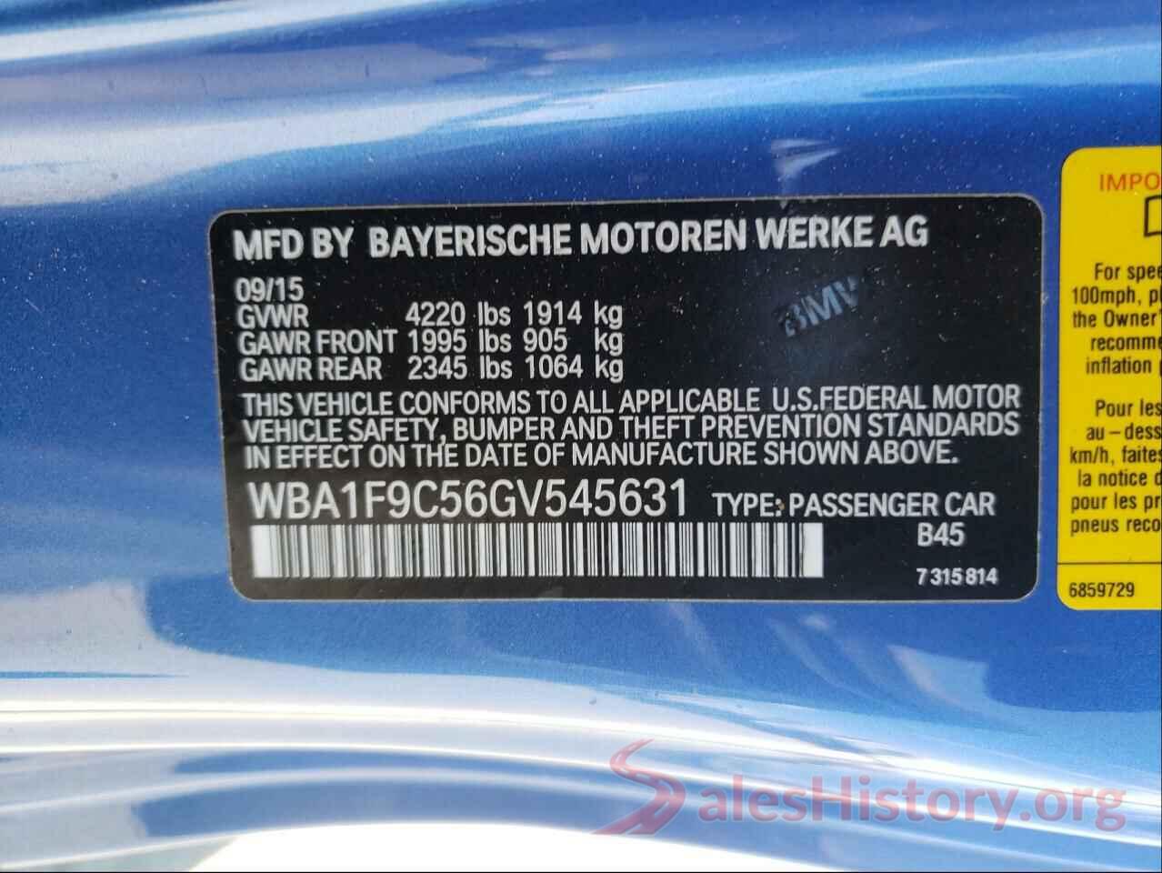 WBA1F9C56GV545631 2016 BMW 2 SERIES