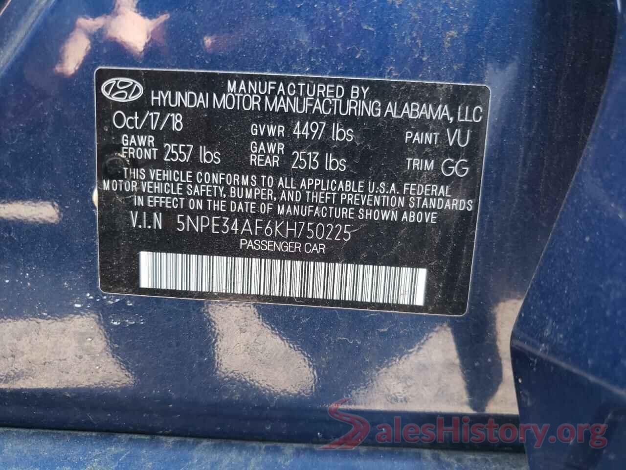 5NPE34AF6KH750225 2019 HYUNDAI SONATA