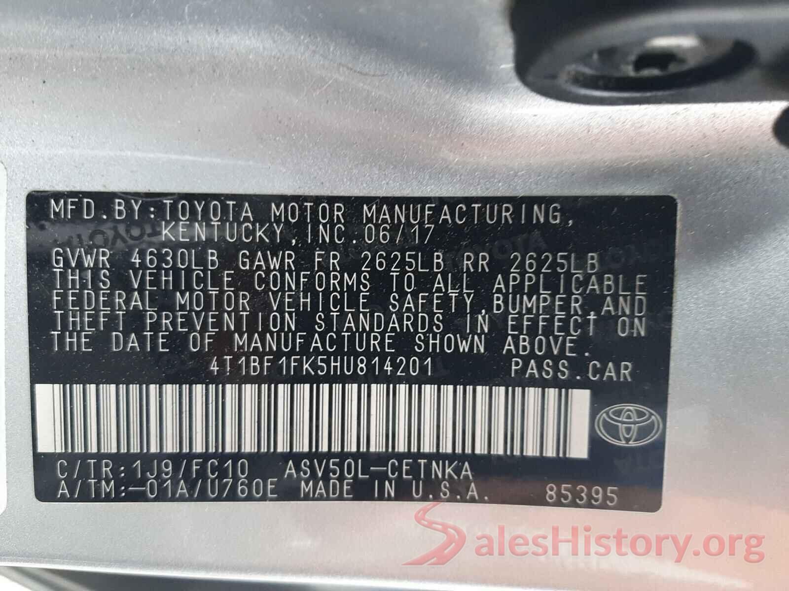 4T1BF1FK5HU814201 2017 TOYOTA CAMRY