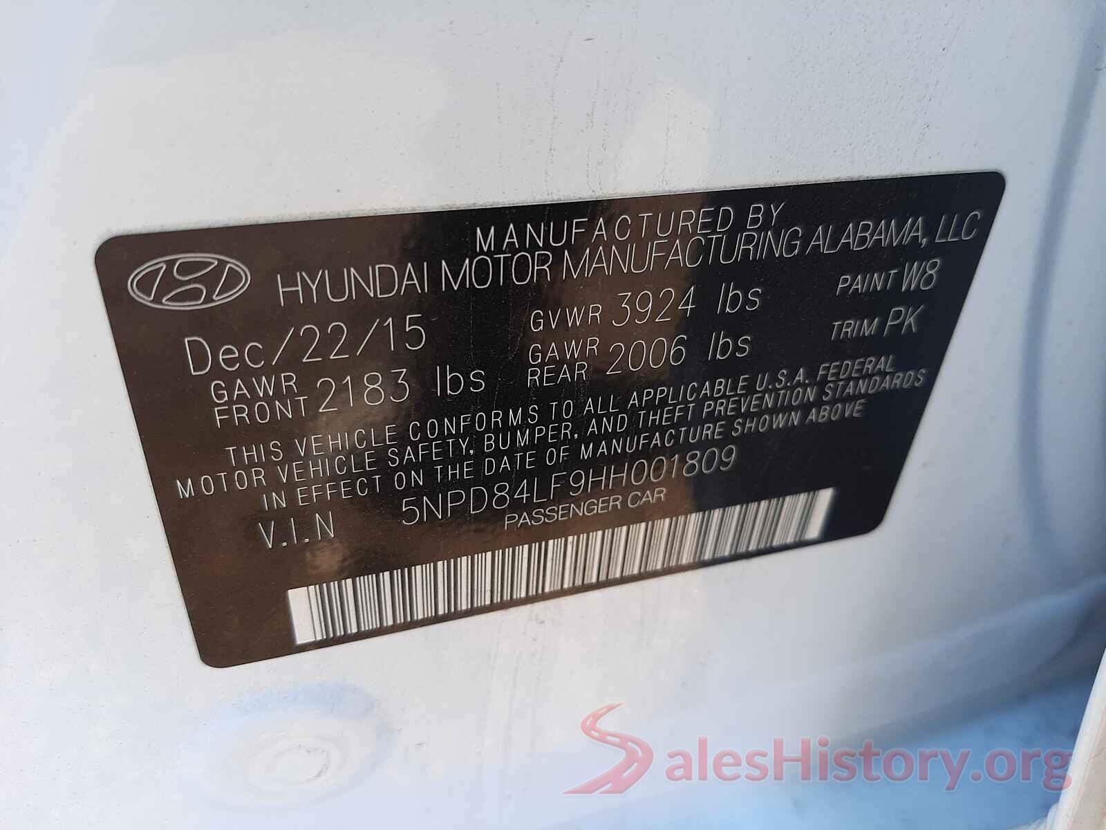 5NPD84LF9HH001809 2017 HYUNDAI ELANTRA