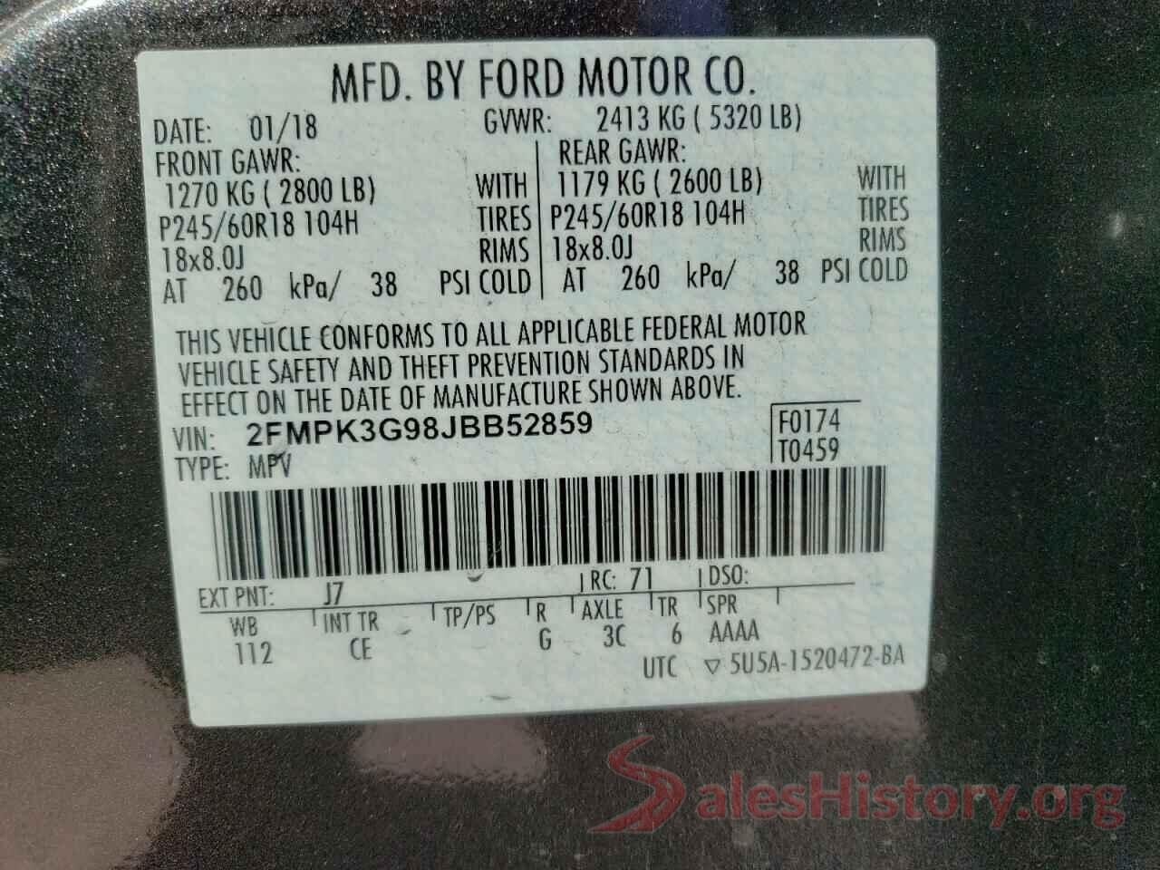 2FMPK3G98JBB52859 2018 FORD EDGE