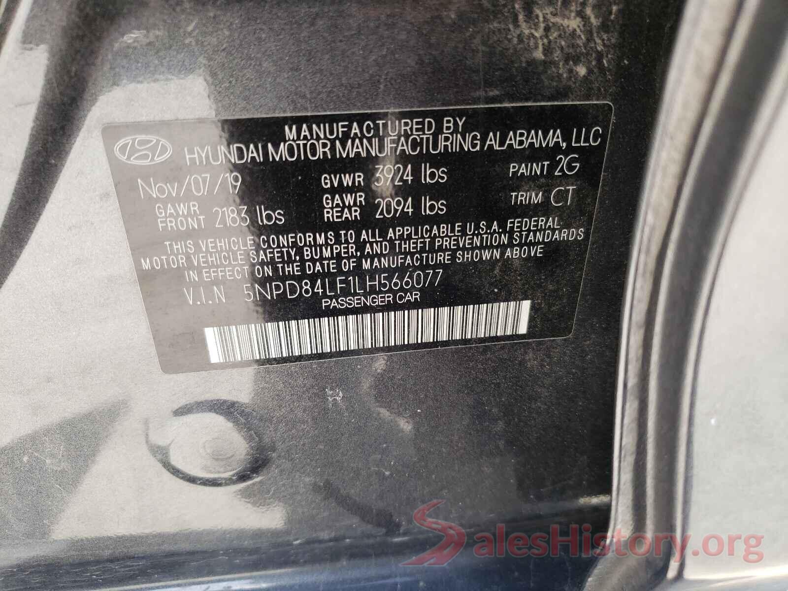 5NPD84LF1LH566077 2020 HYUNDAI ELANTRA