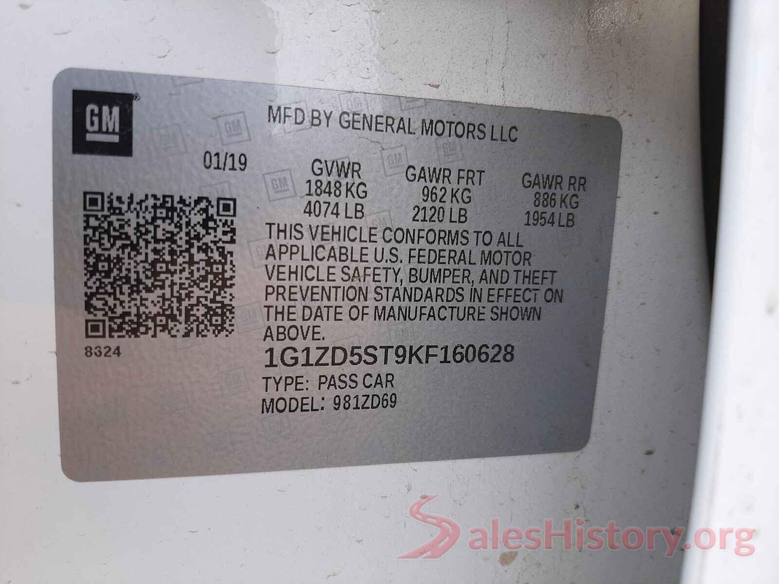 1G1ZD5ST9KF160628 2019 CHEVROLET MALIBU