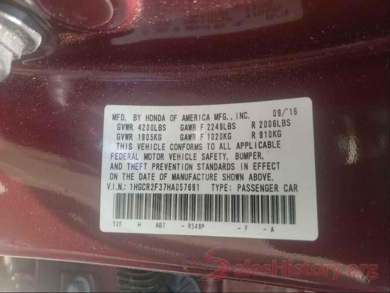 1HGCR2F37HA057691 2017 HONDA ACCORD