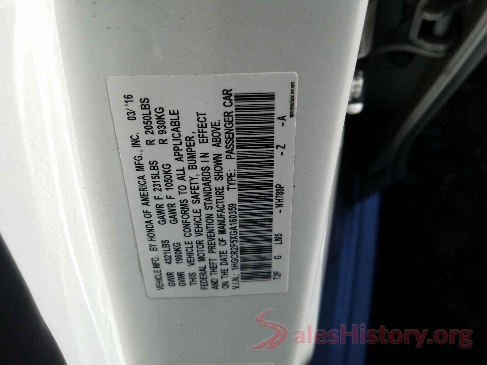 1HGCR2F5XGA160359 2016 HONDA ACCORD