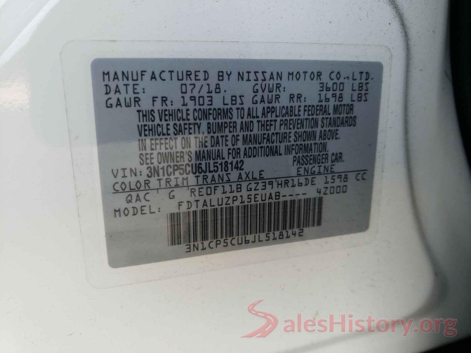 3N1CP5CU6JL518142 2018 NISSAN KICKS