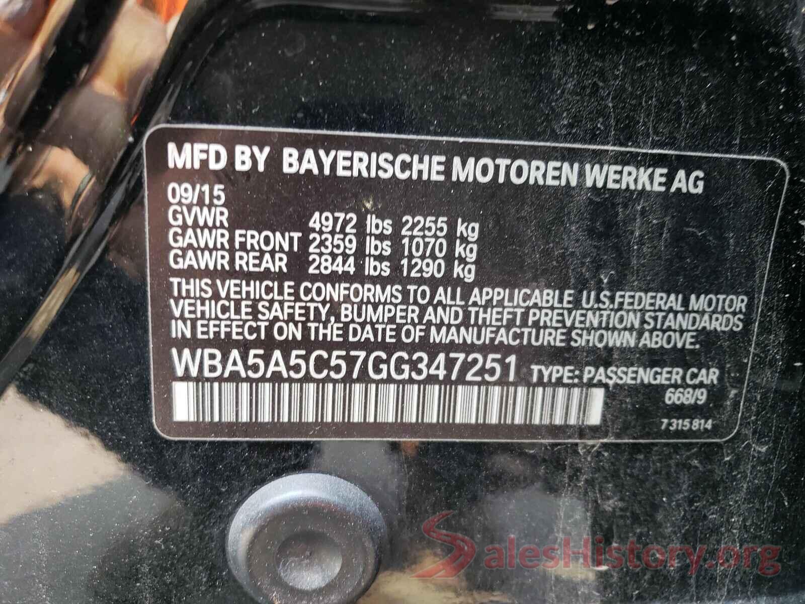 WBA5A5C57GG347251 2016 BMW 5 SERIES