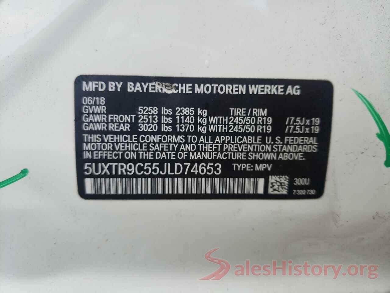 5UXTR9C55JLD74653 2018 BMW X3