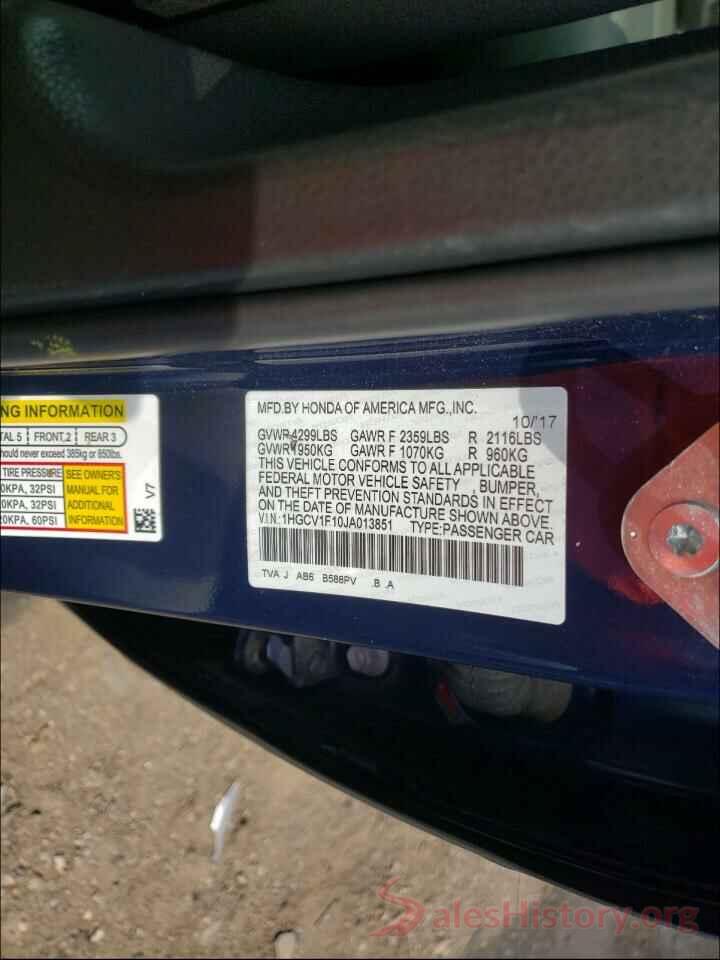 1HGCV1F10JA013851 2018 HONDA ACCORD