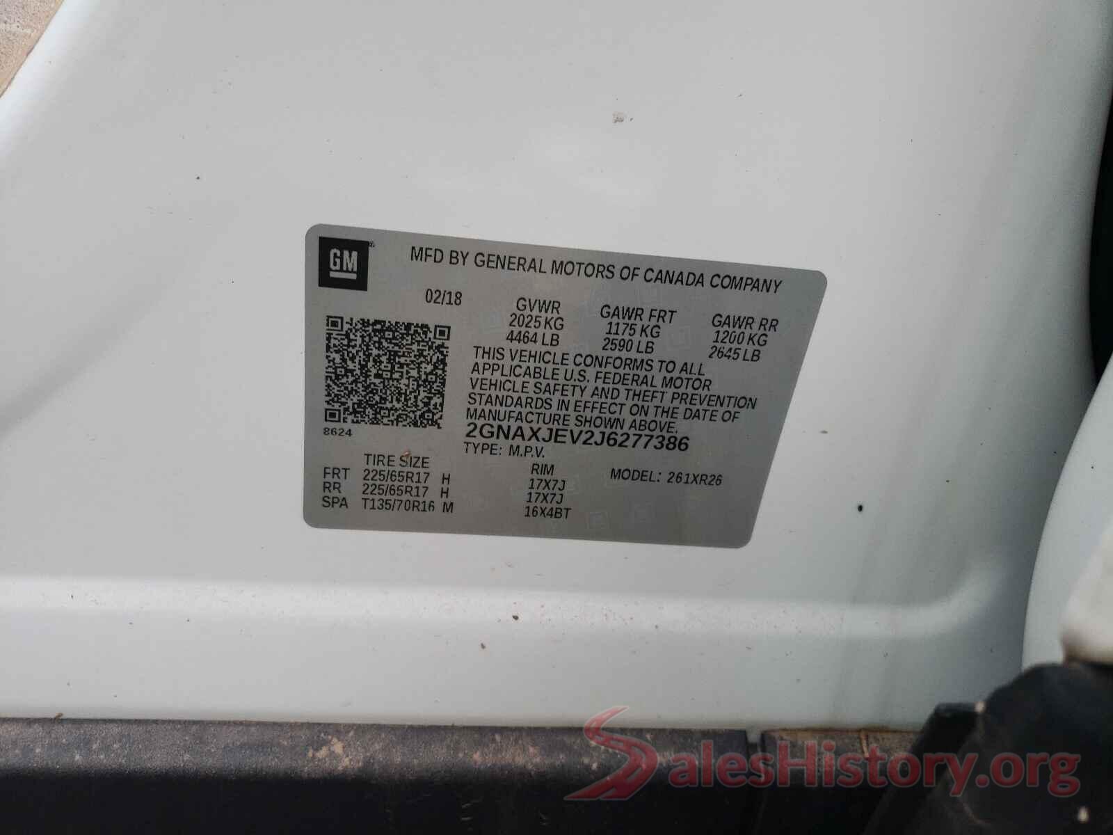 2GNAXJEV2J6277386 2018 CHEVROLET EQUINOX