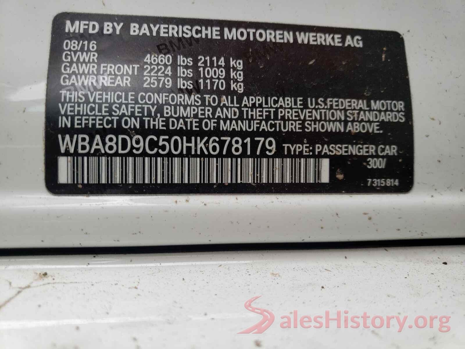 WBA8D9C50HK678179 2017 BMW 3 SERIES