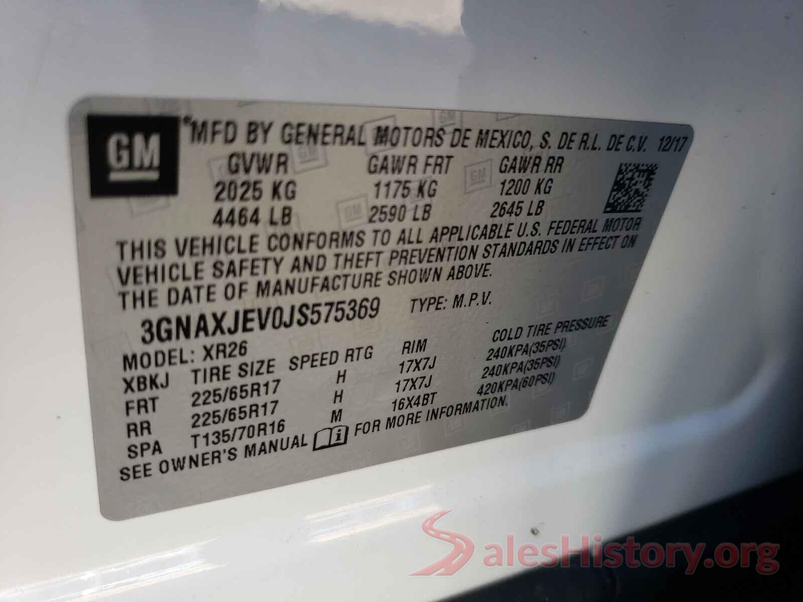 3GNAXJEV0JS575369 2018 CHEVROLET EQUINOX