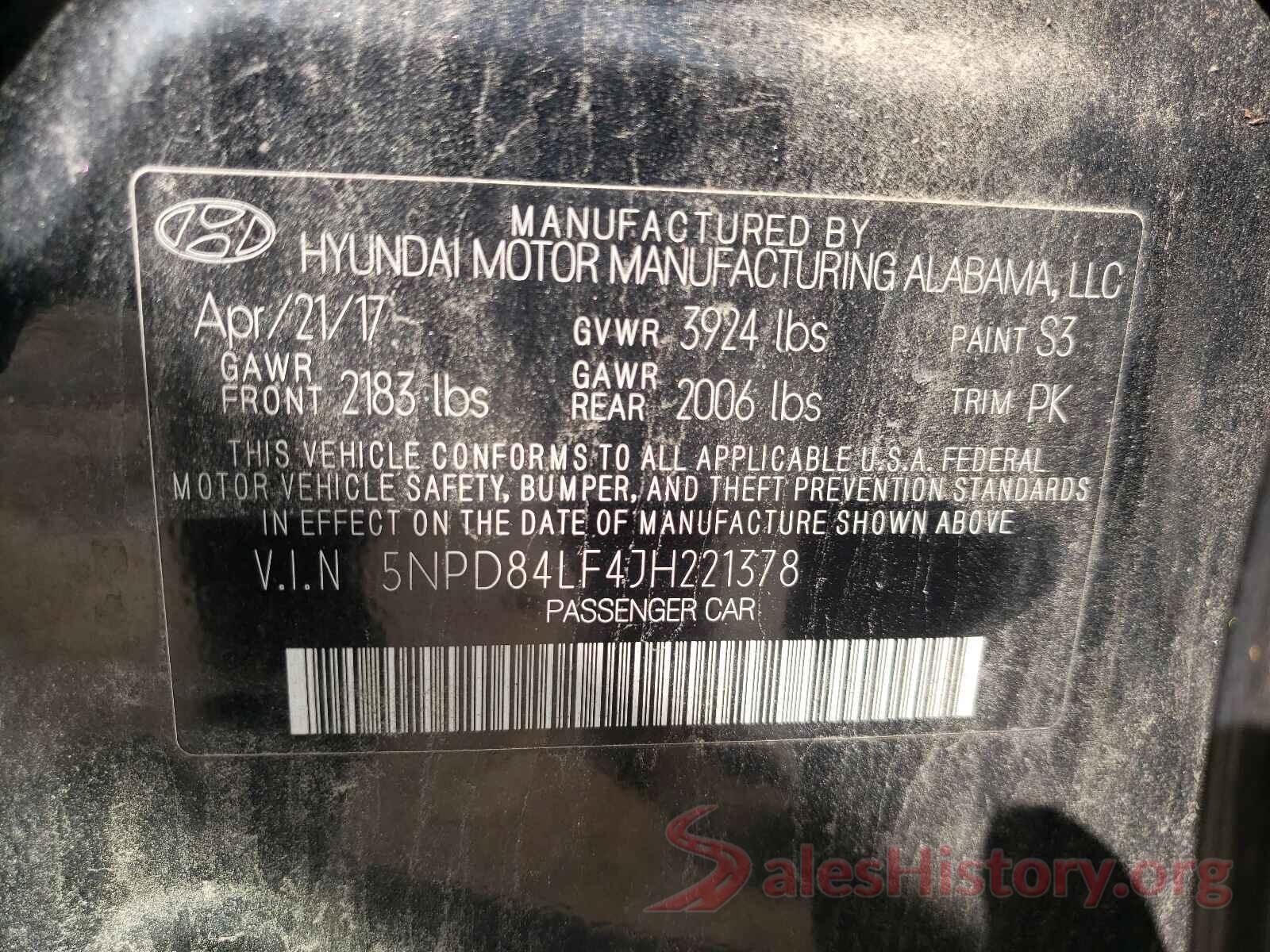 5NPD84LF4JH221378 2018 HYUNDAI ELANTRA