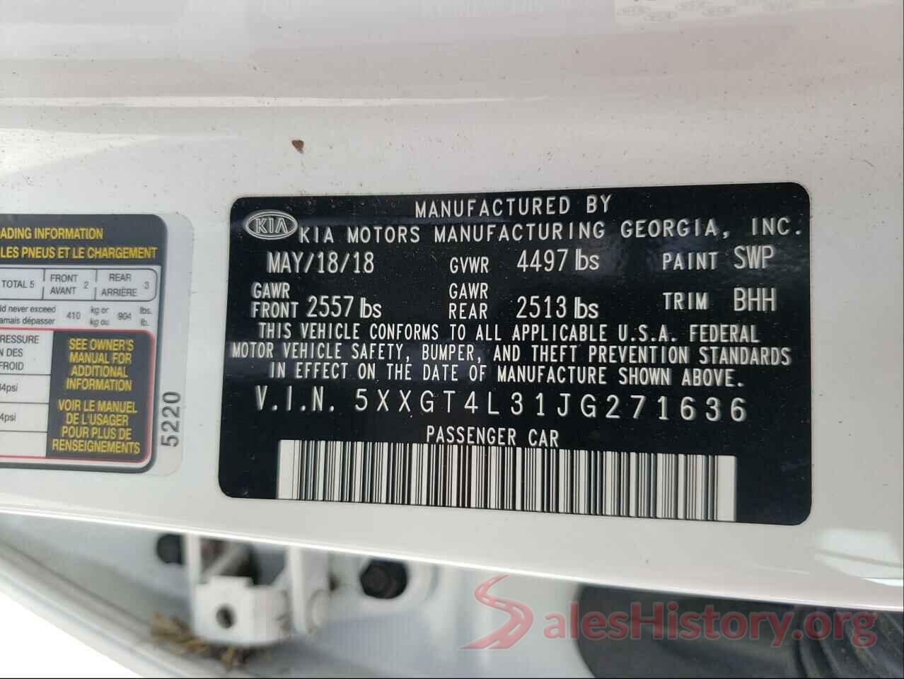 5XXGT4L31JG271636 2018 KIA OPTIMA