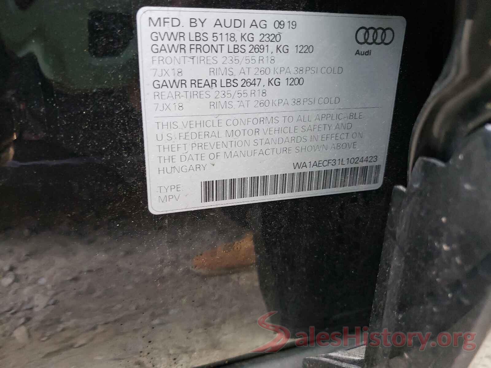 WA1AECF31L1024423 2020 AUDI Q3