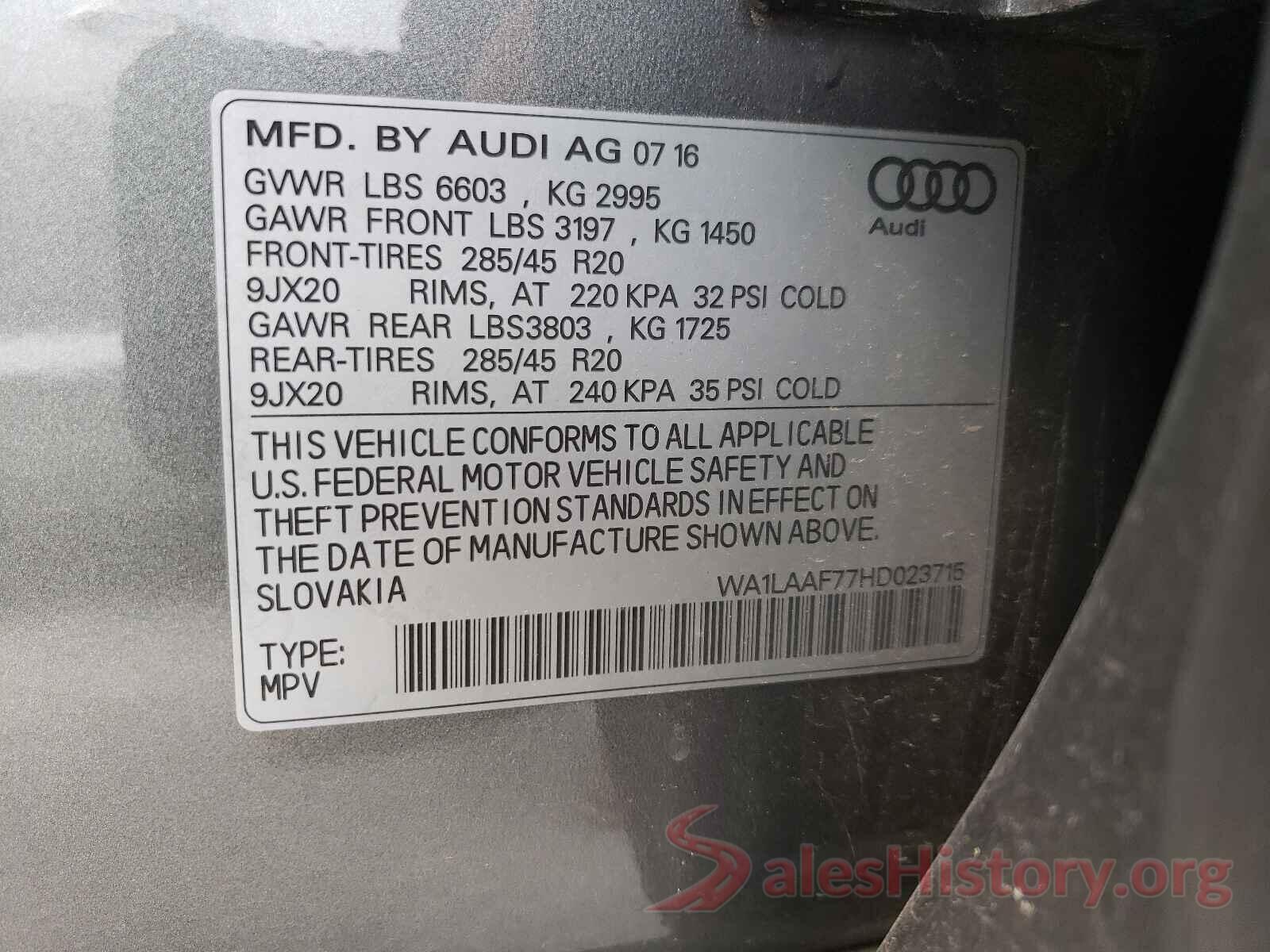 WA1LAAF77HD023715 2017 AUDI Q7