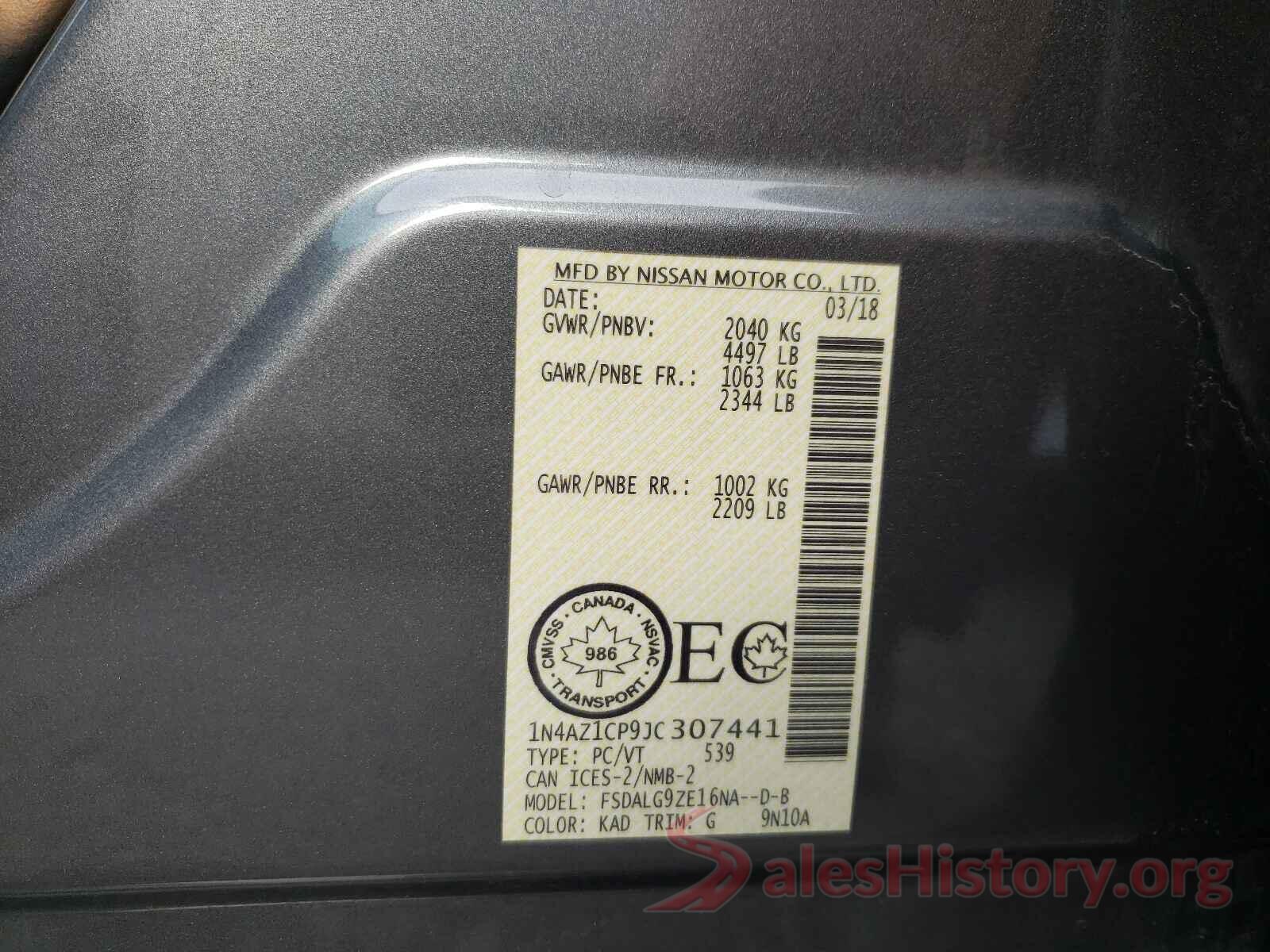 1N4AZ1CP9JC307441 2018 NISSAN LEAF