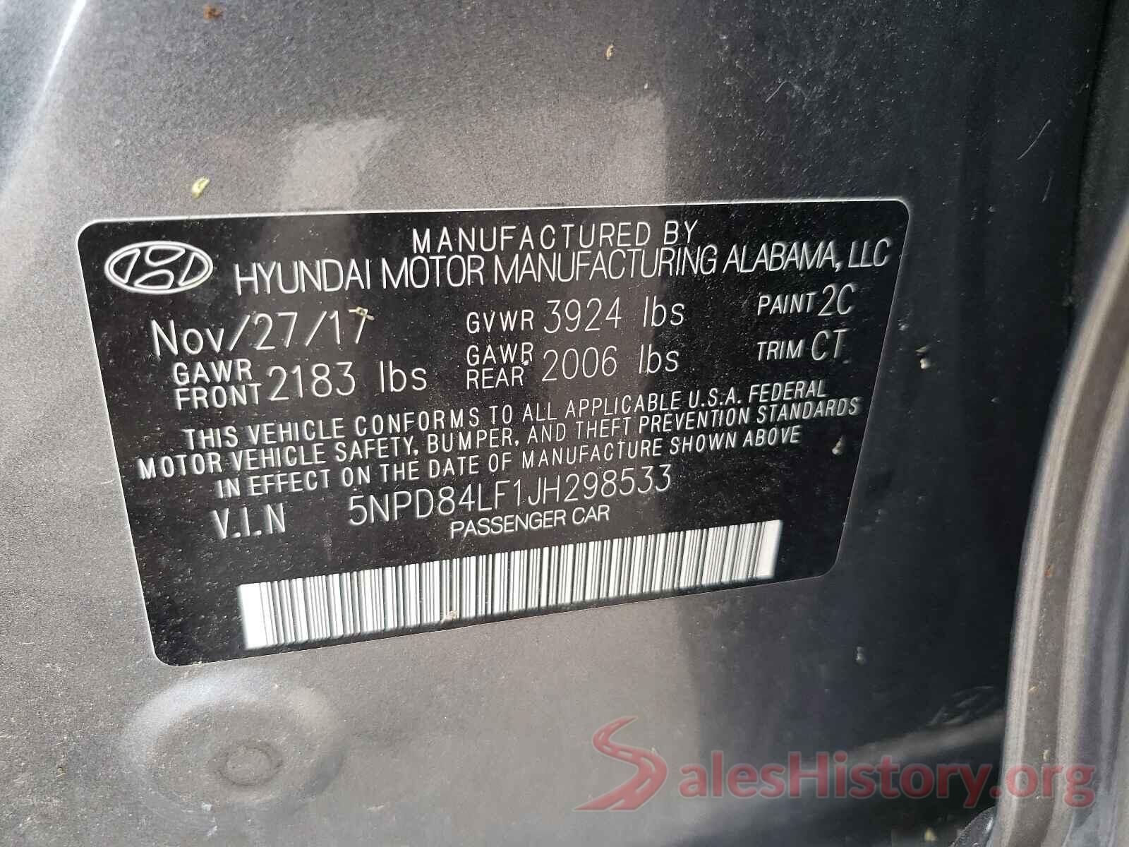 5NPD84LF1JH298533 2018 HYUNDAI ELANTRA