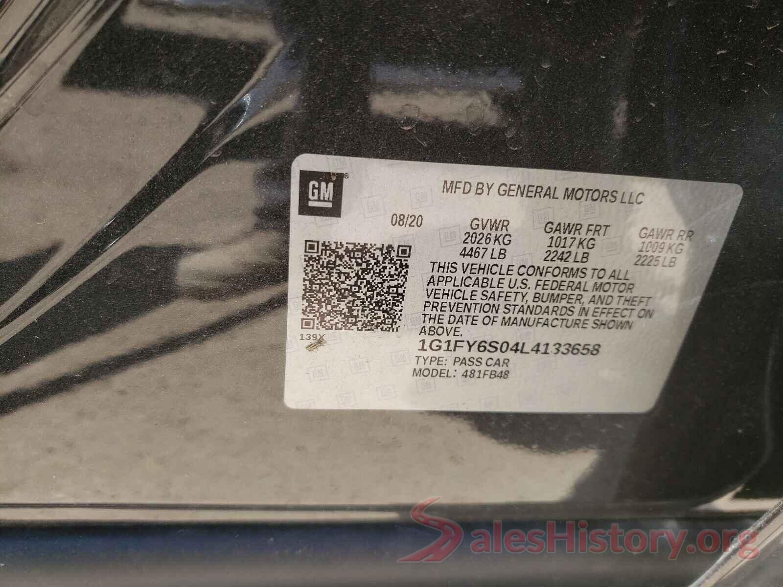 1G1FY6S04L4133658 2020 CHEVROLET BOLT