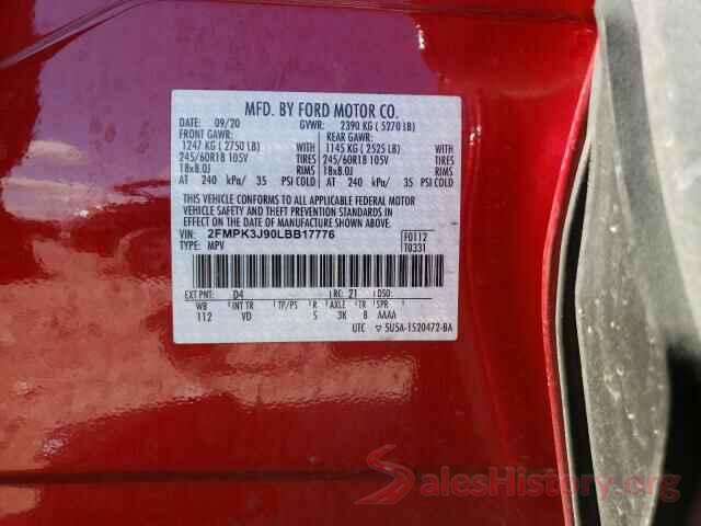 2FMPK3J90LBB17776 2020 FORD EDGE