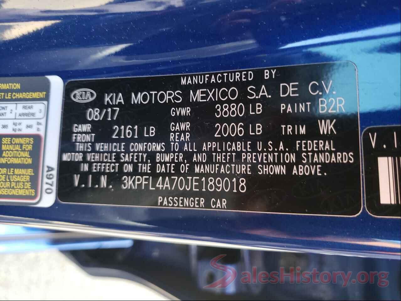 3KPFL4A70JE189018 2018 KIA FORTE