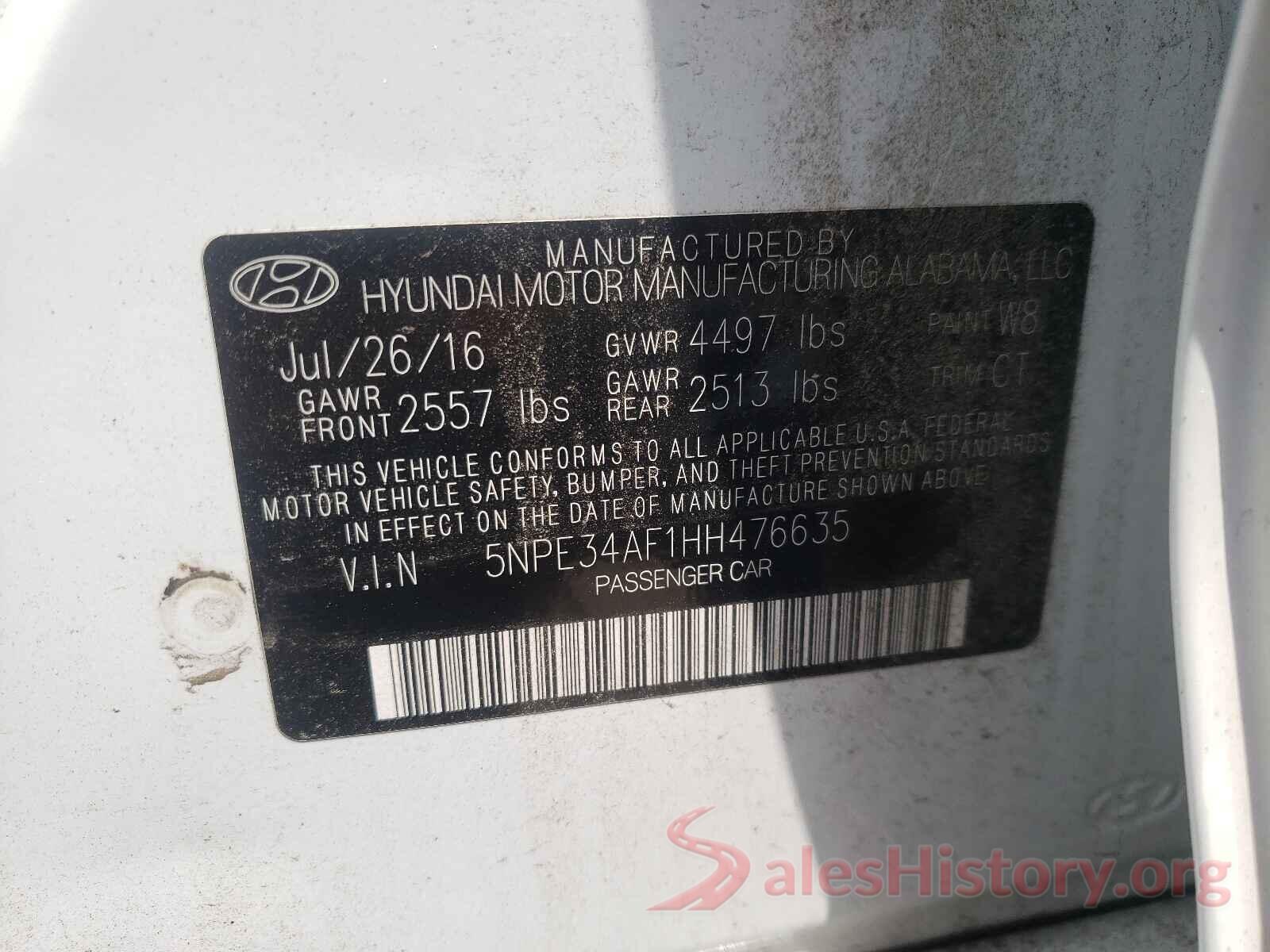 5NPE34AF1HH476635 2017 HYUNDAI SONATA