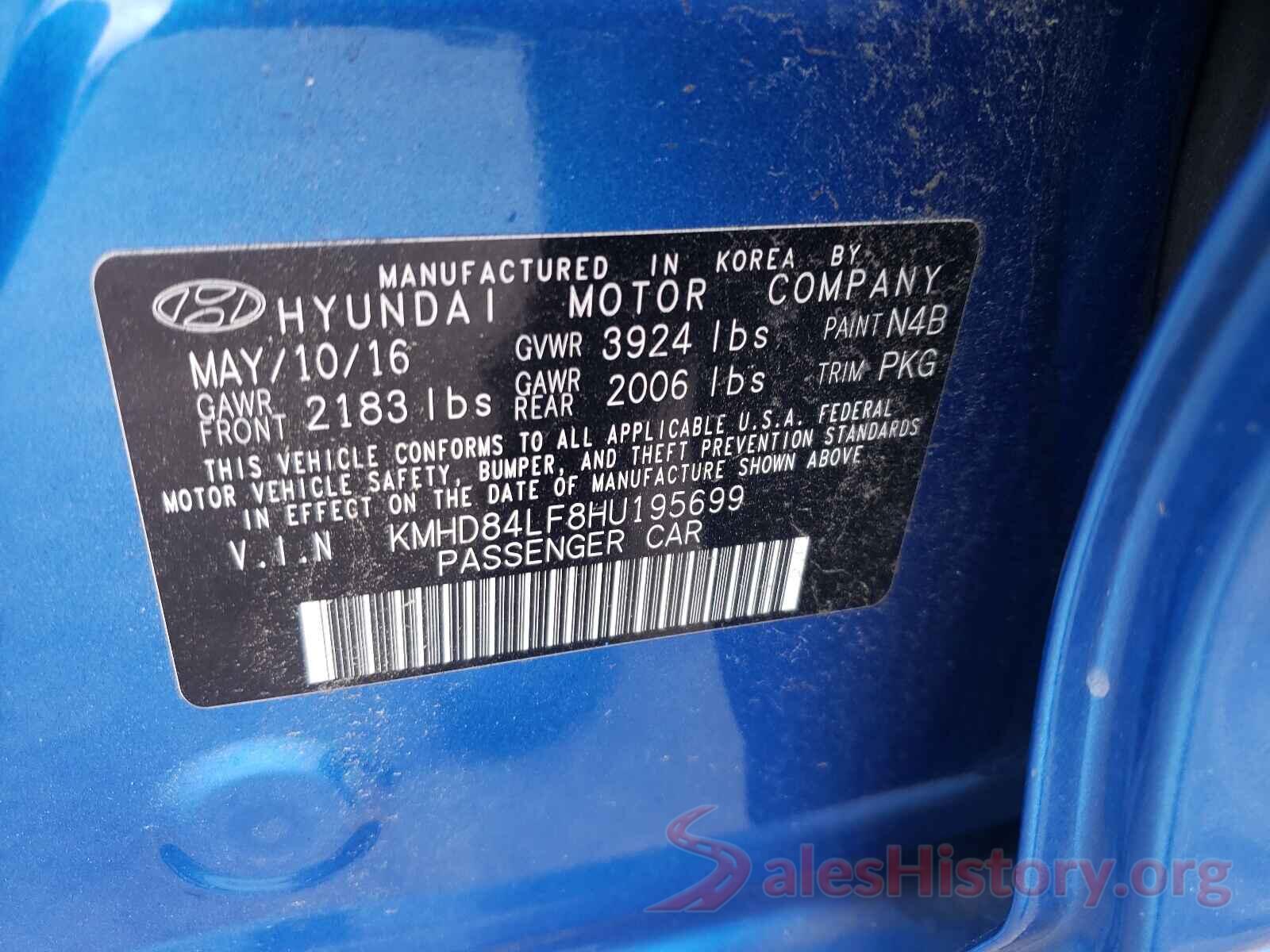 KMHD84LF8HU195699 2017 HYUNDAI ELANTRA