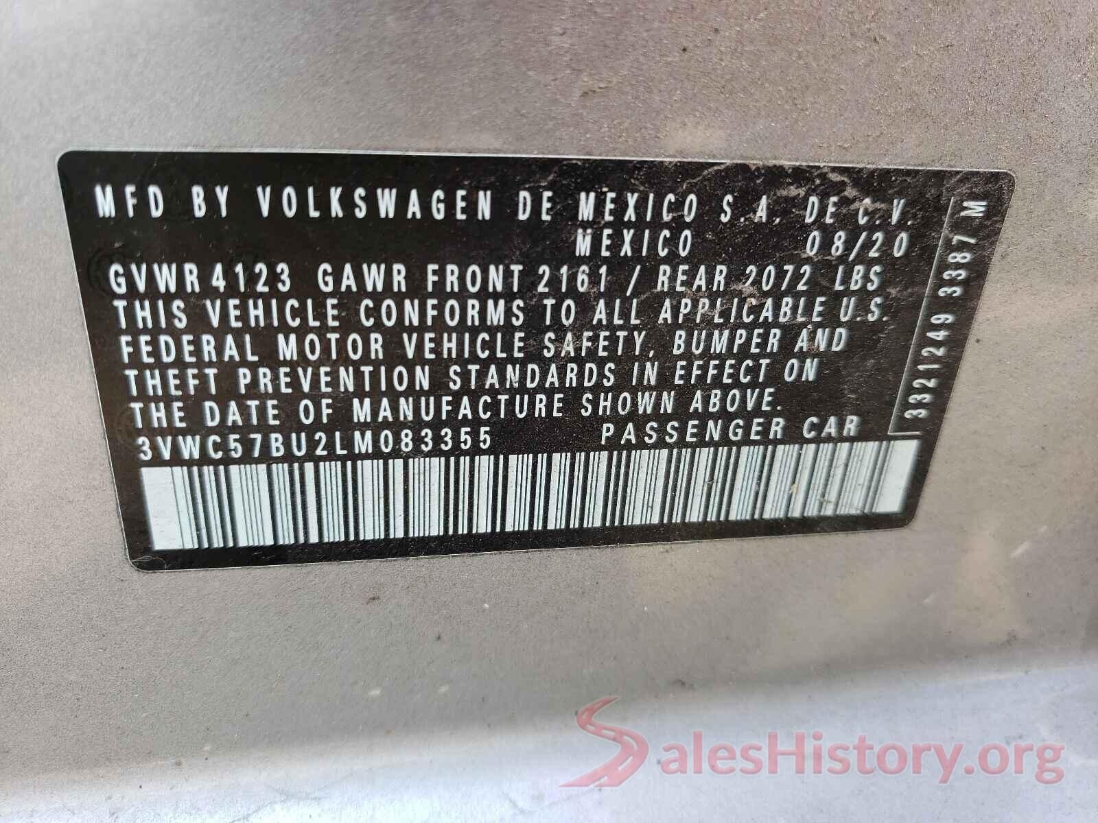 3VWC57BU2LM083355 2020 VOLKSWAGEN JETTA