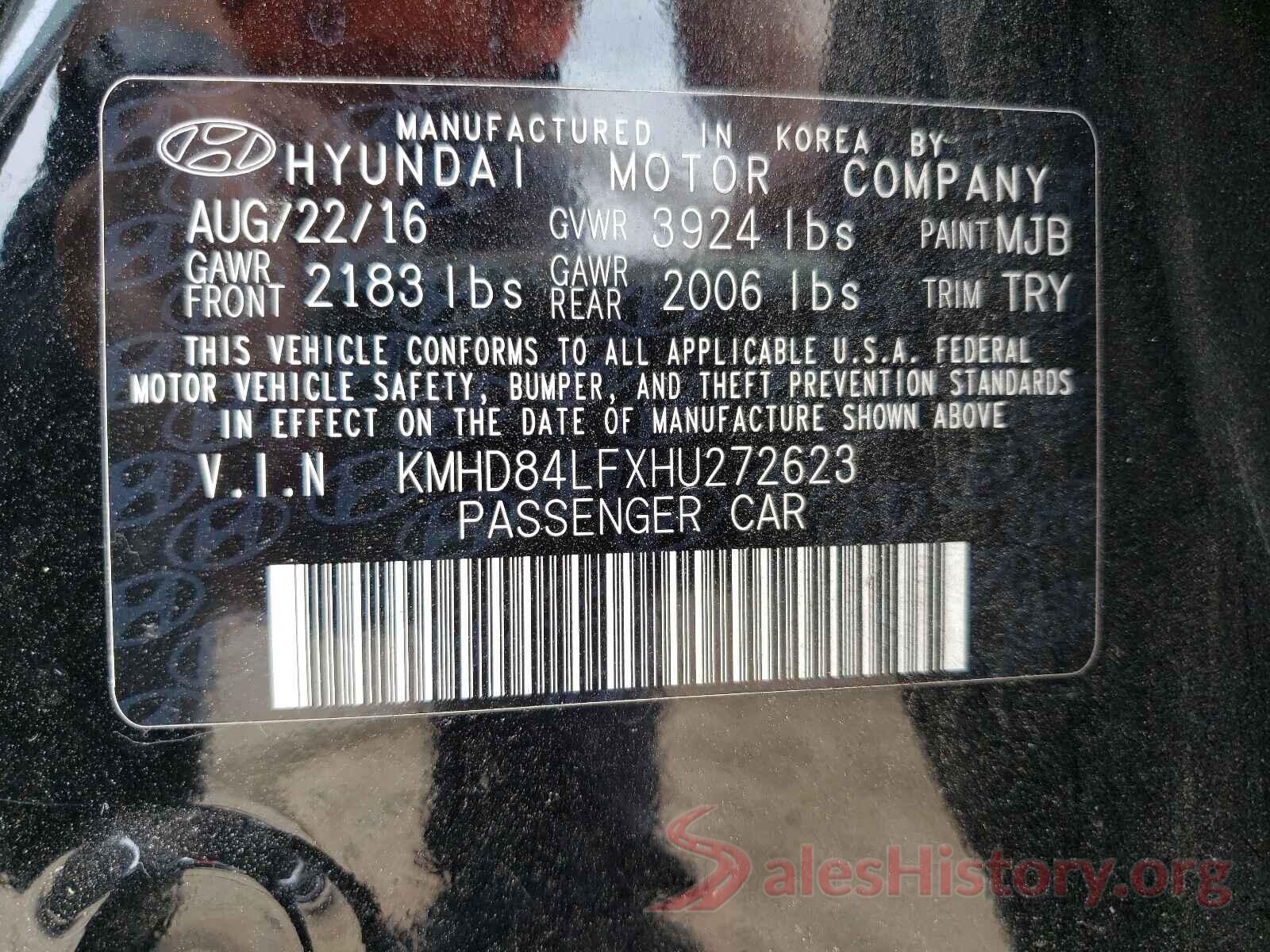 KMHD84LFXHU272623 2017 HYUNDAI ELANTRA