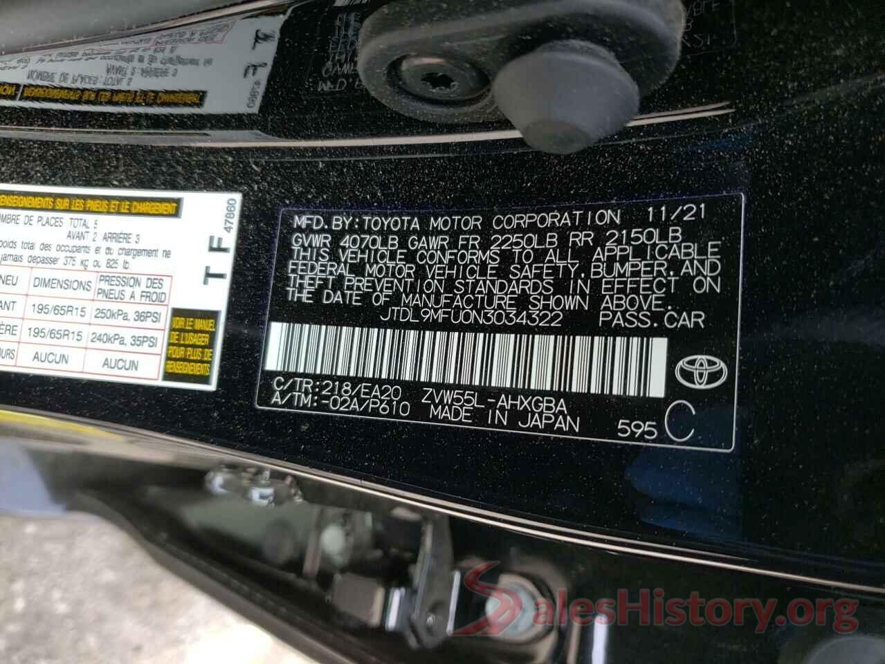 JTDL9MFU0N3034322 2022 TOYOTA PRIUS