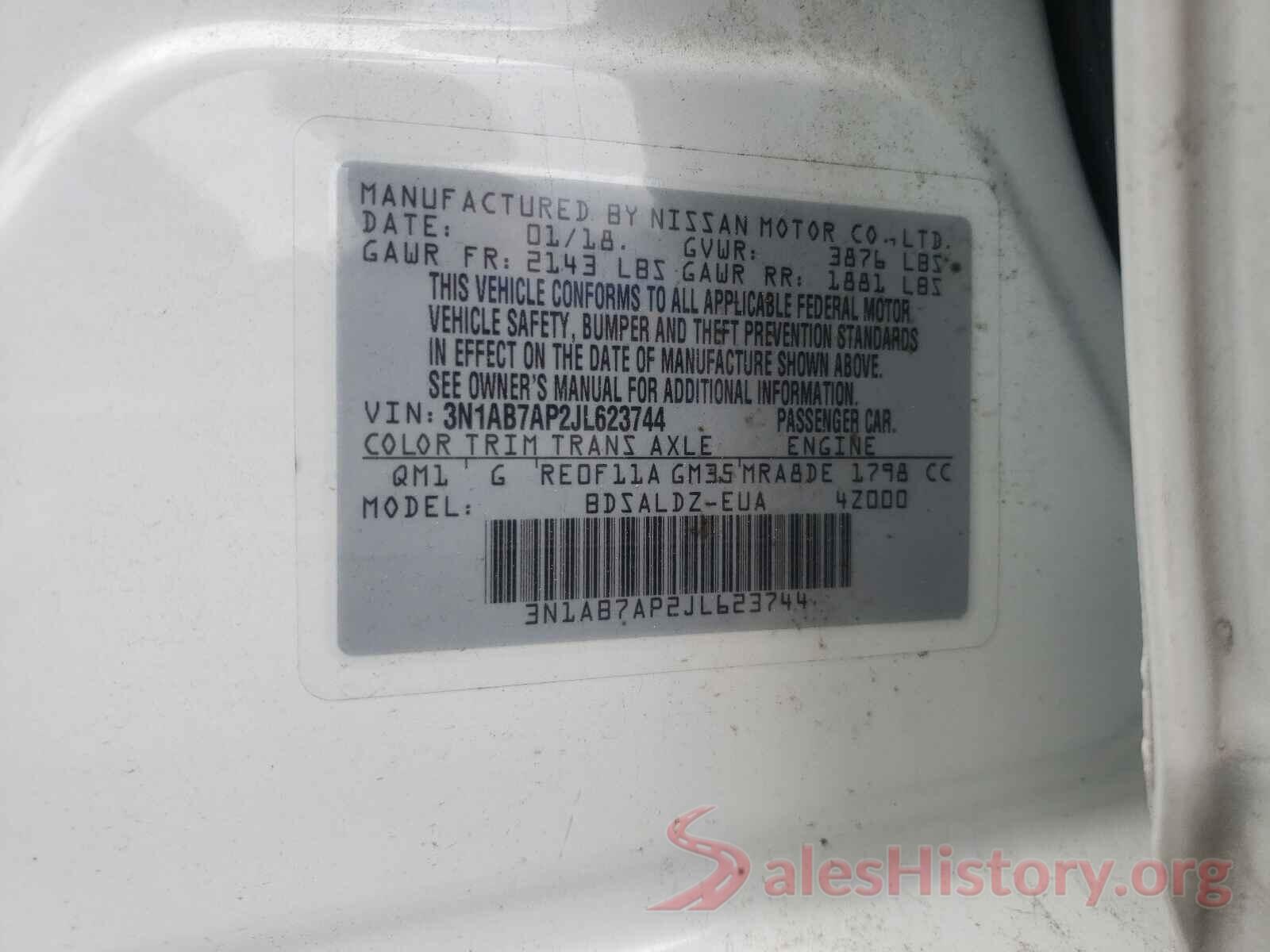 3N1AB7AP2JL623744 2018 NISSAN SENTRA