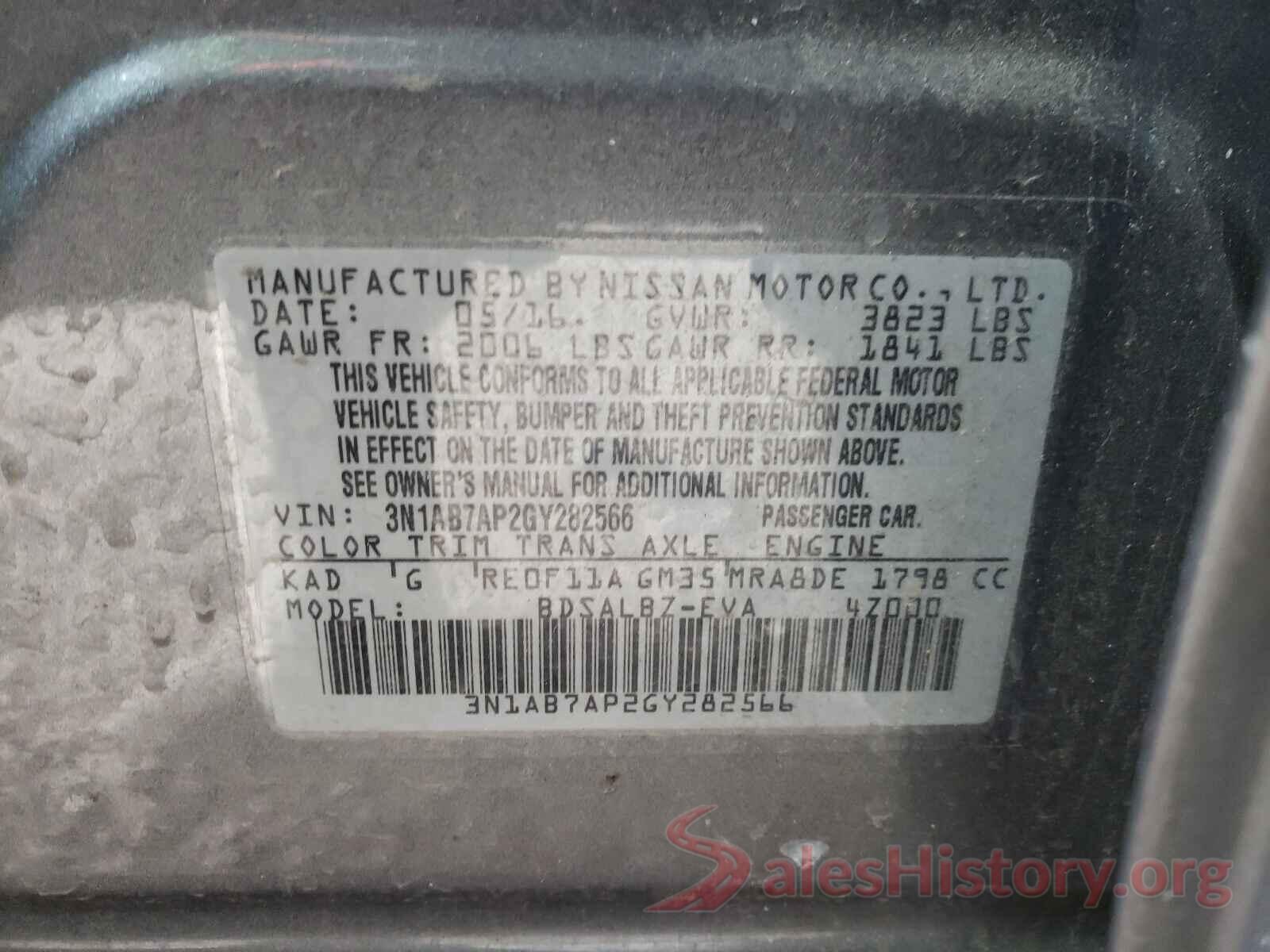 3N1AB7AP2GY282566 2016 NISSAN SENTRA