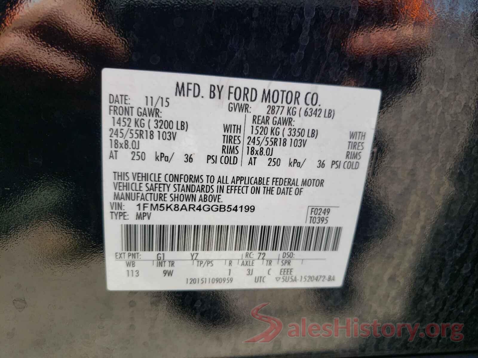 1FM5K8AR4GGB54199 2016 FORD EXPLORER