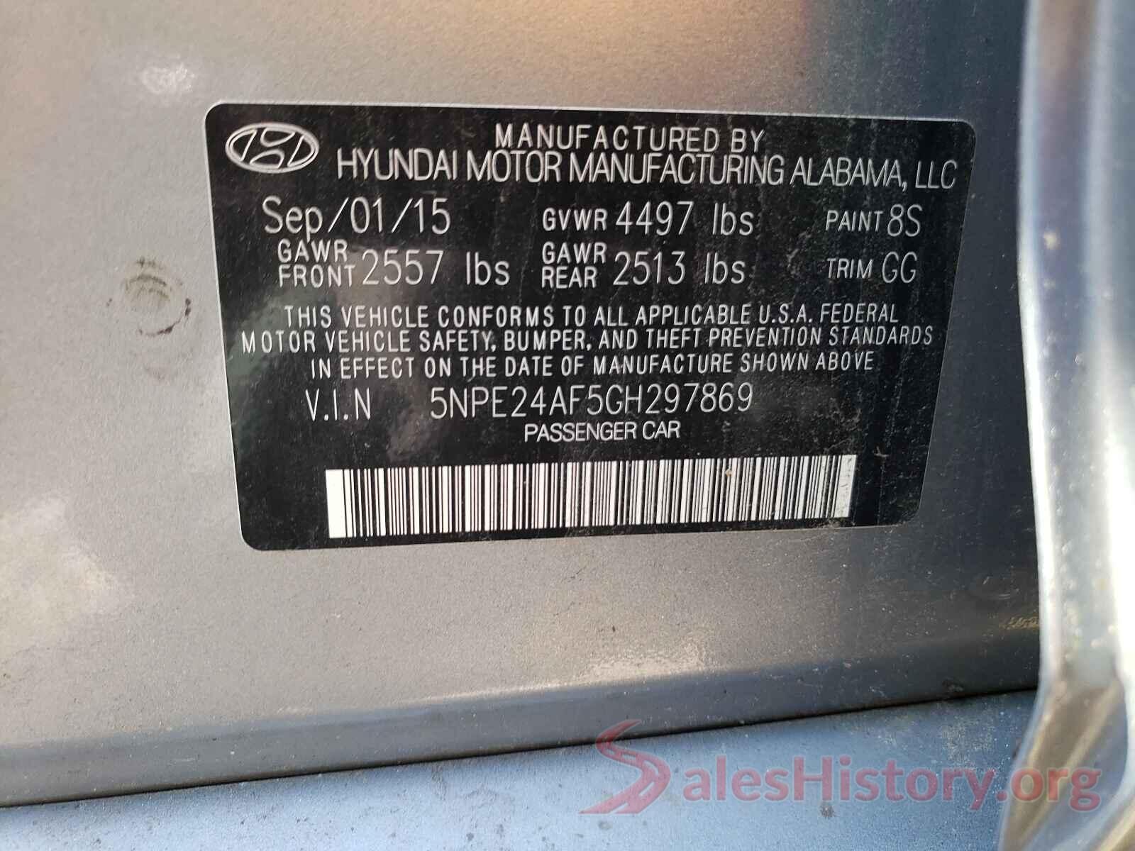 5NPE24AF5GH297869 2016 HYUNDAI SONATA