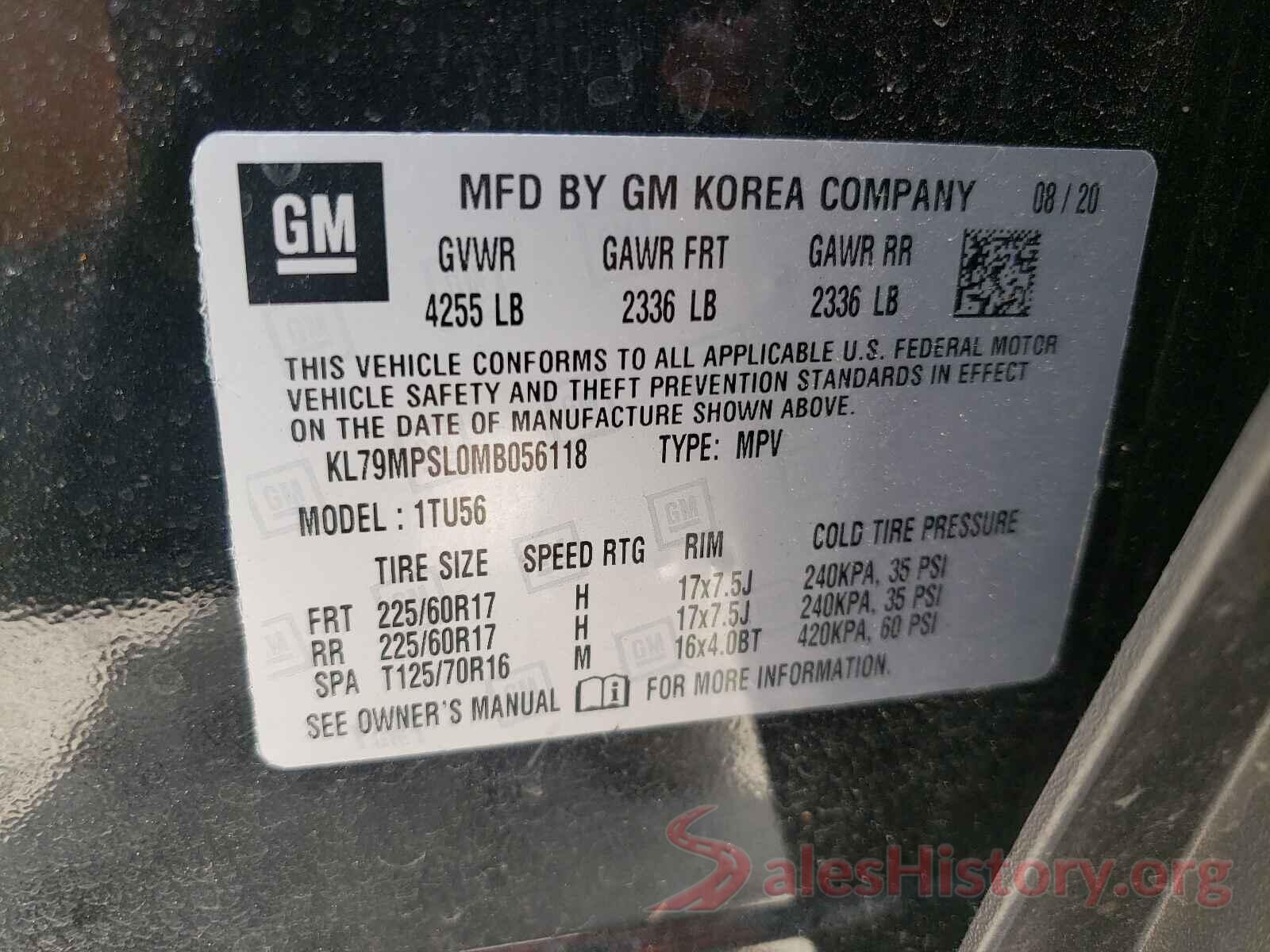 KL79MPSL0MB056118 2021 CHEVROLET TRAILBLAZE