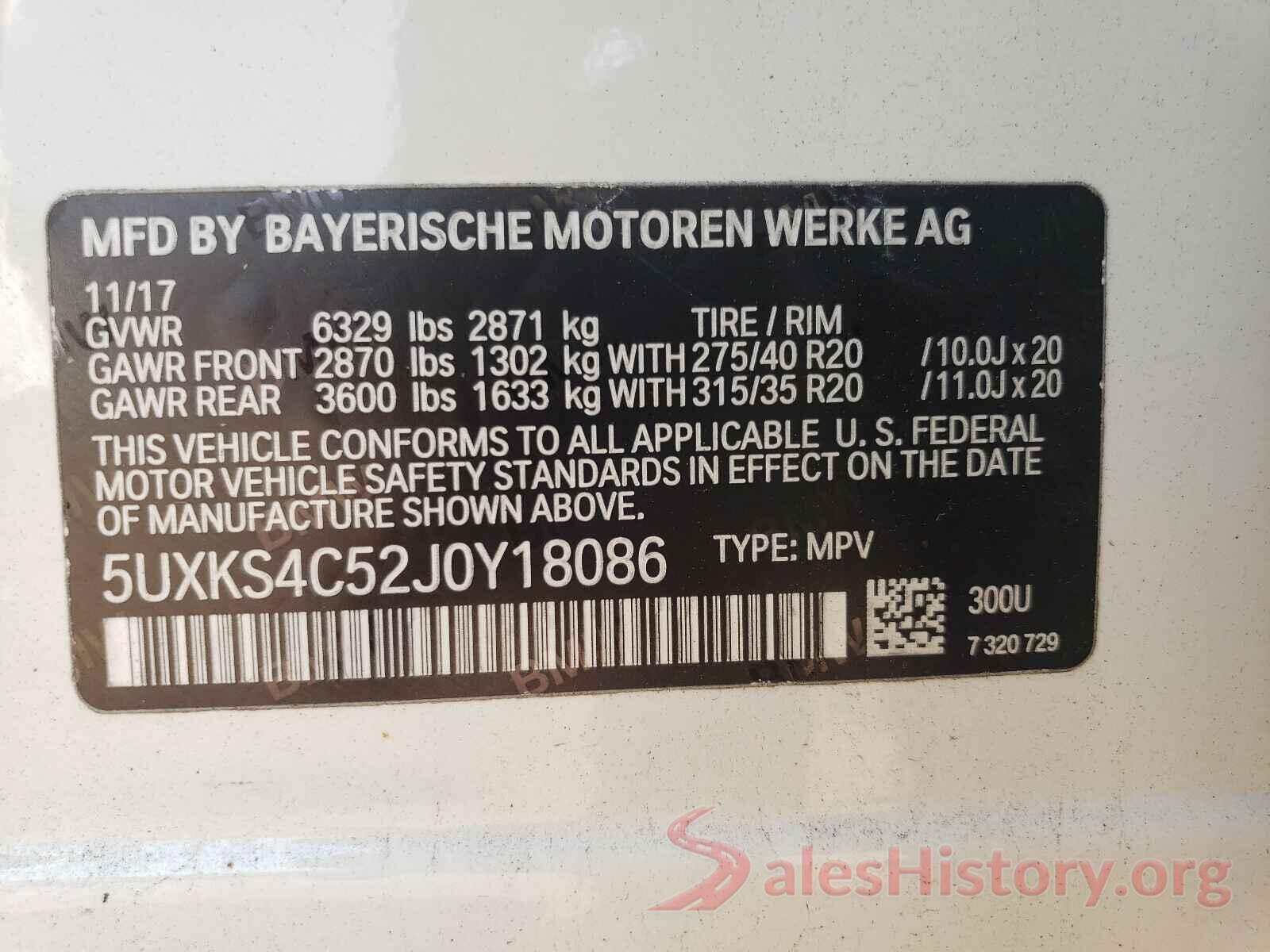 5UXKS4C52J0Y18086 2018 BMW X5