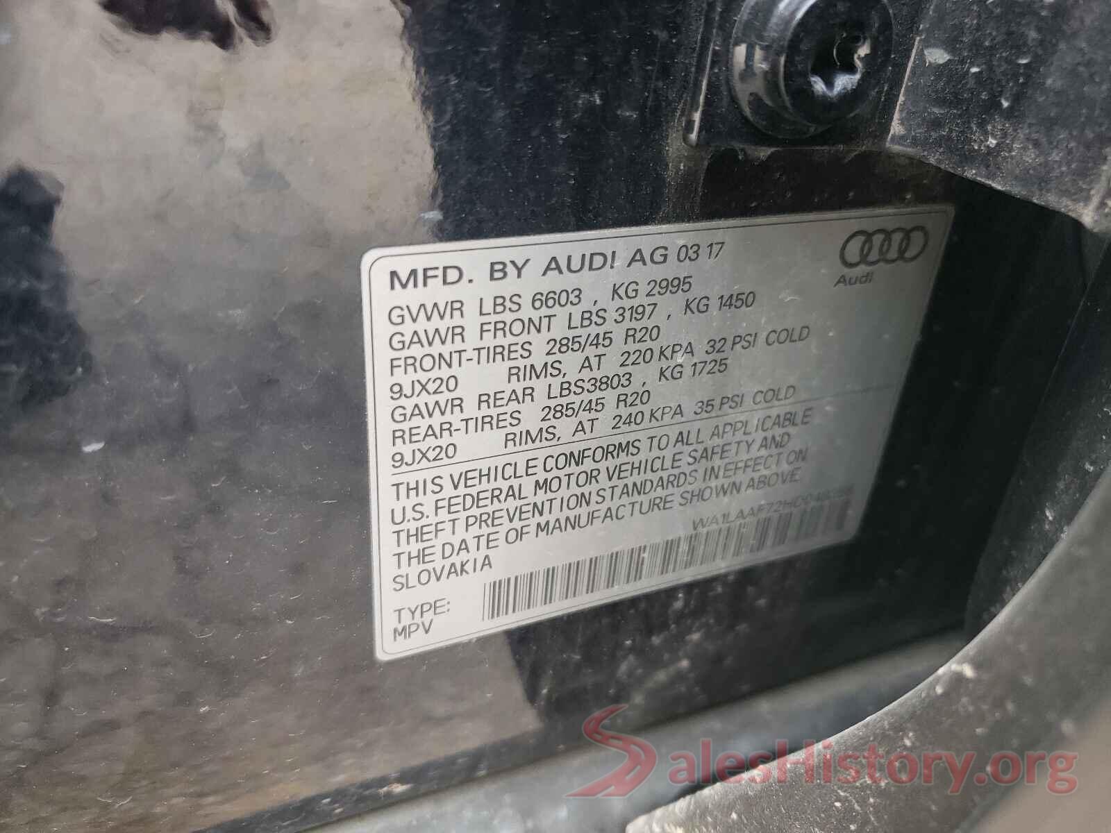 WA1LAAF72HD048358 2017 AUDI Q7