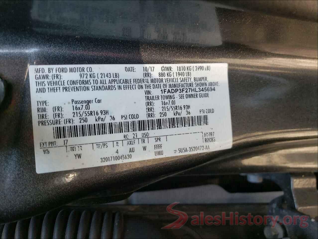 1FADP3F27HL345694 2017 FORD FOCUS