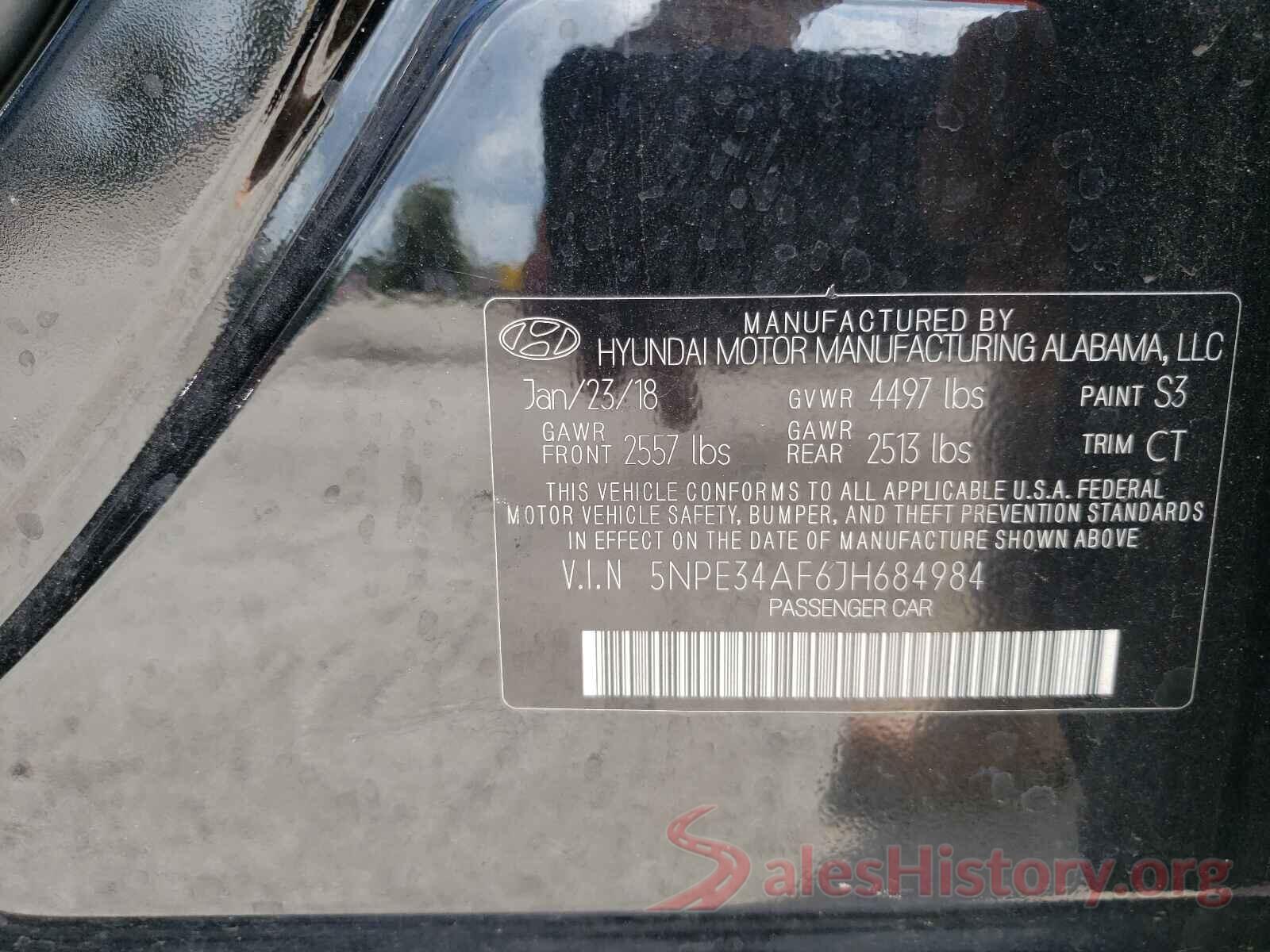 5NPE34AF6JH684984 2018 HYUNDAI SONATA