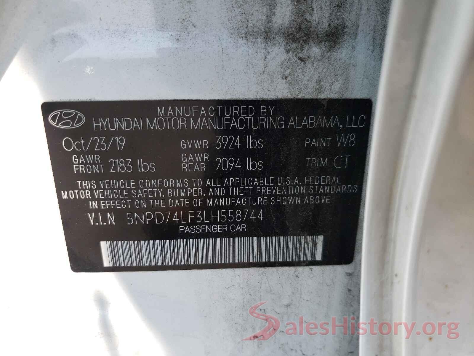 5NPD74LF3LH558744 2020 HYUNDAI ELANTRA