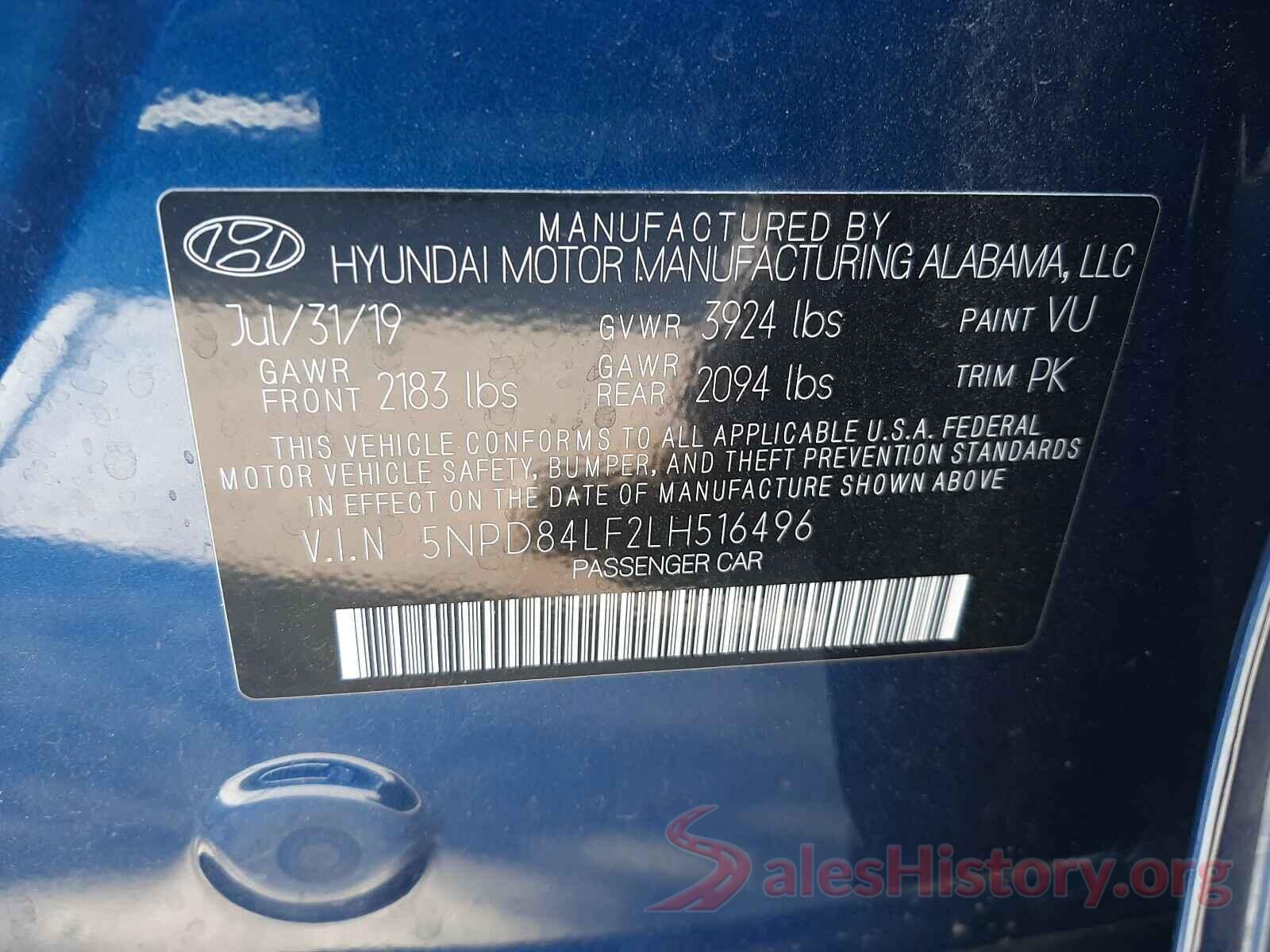 5NPD84LF2LH516496 2020 HYUNDAI ELANTRA