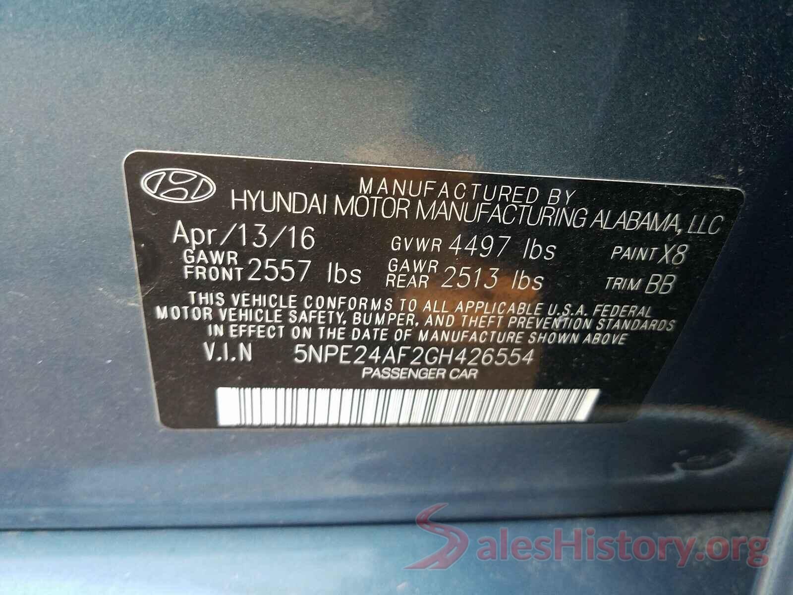 5NPE24AF2GH426554 2016 HYUNDAI SONATA