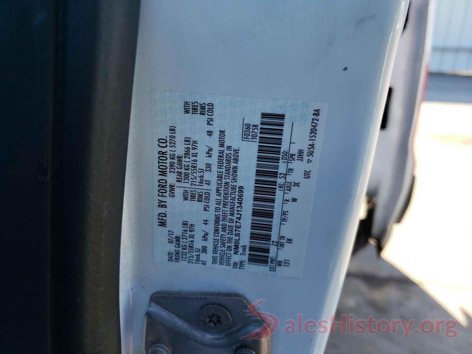 NM0LS7E74J1340699 2018 FORD TRANSIT CO