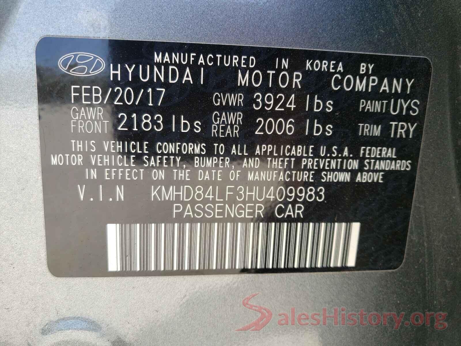 KMHD84LF3HU409983 2017 HYUNDAI ELANTRA